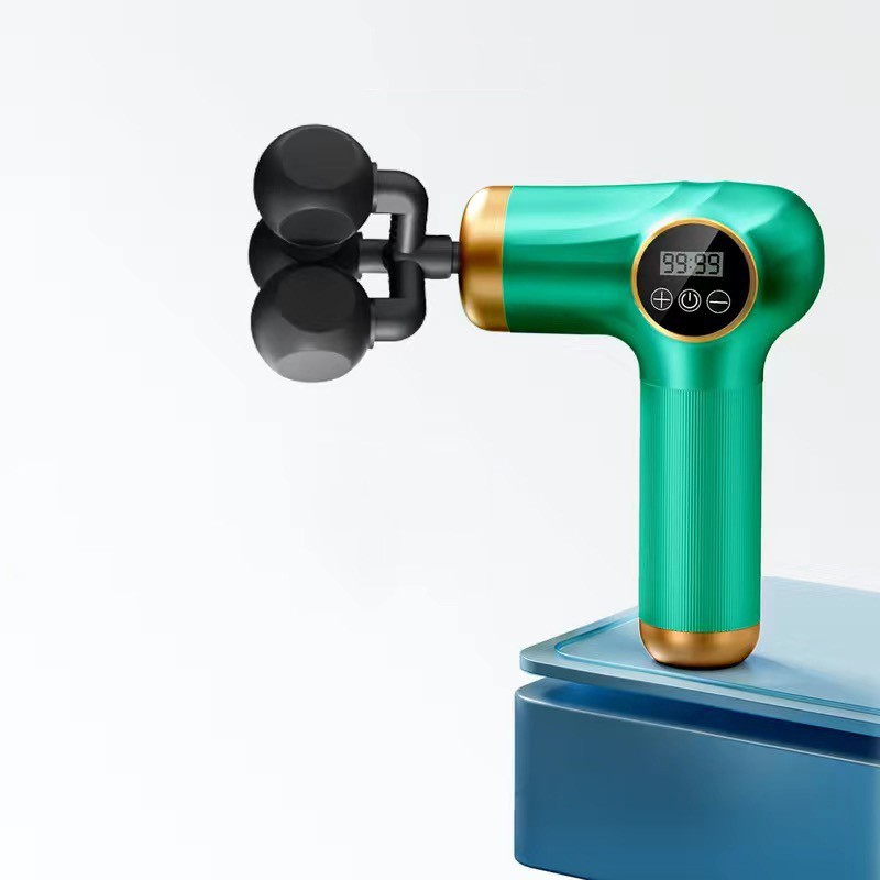 跨境运动健身电动筋膜枪迷你智能数显四头按摩器肌肉放松按摩仪器图2