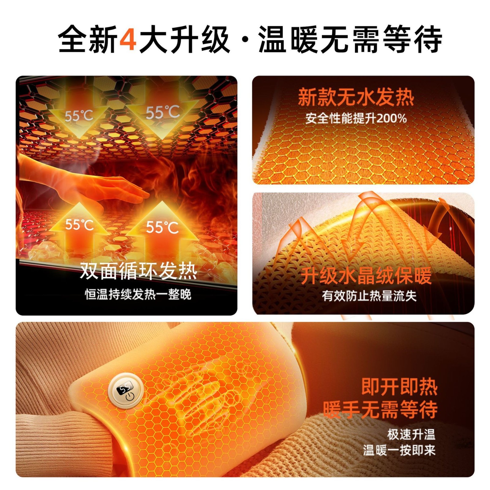 新款电暖手宝 便携多用途充电款石墨烯暖手袋学生宿舍用usb电暖宝图3