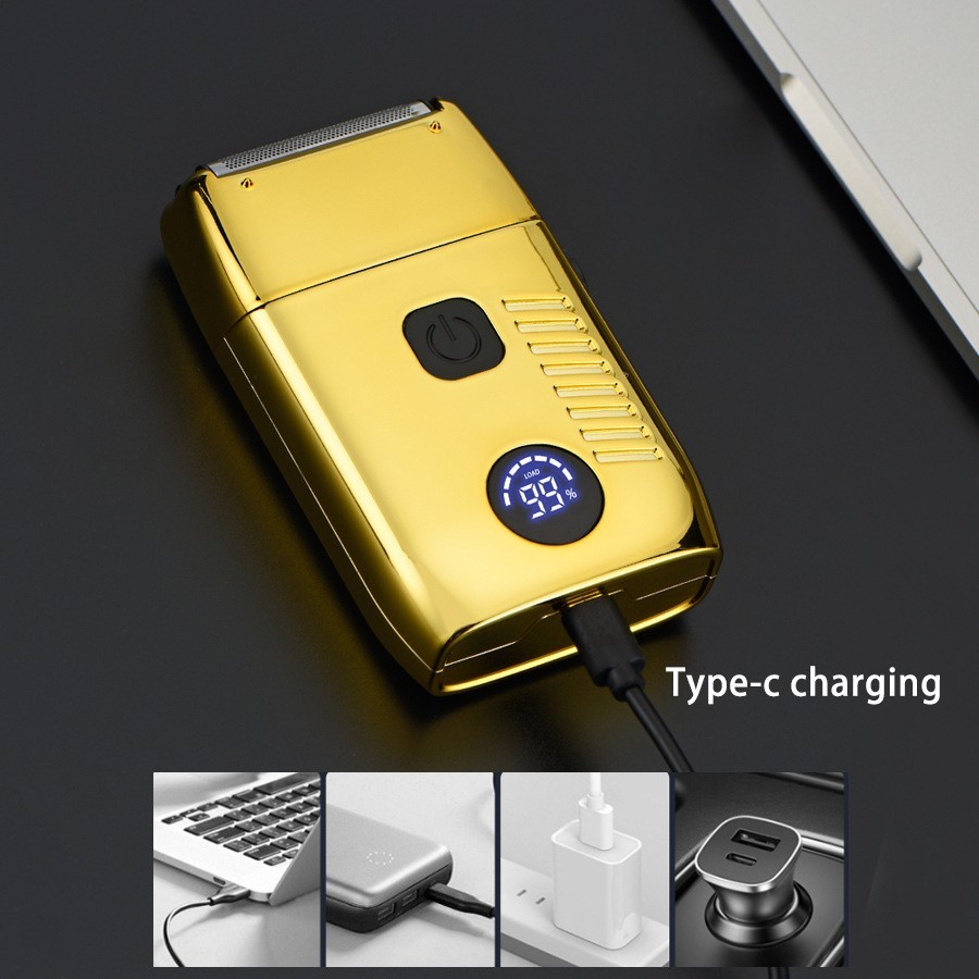 往复式电动剃须刀复古双头4D推白光头机 厂家USB充电男士剃须刀图2