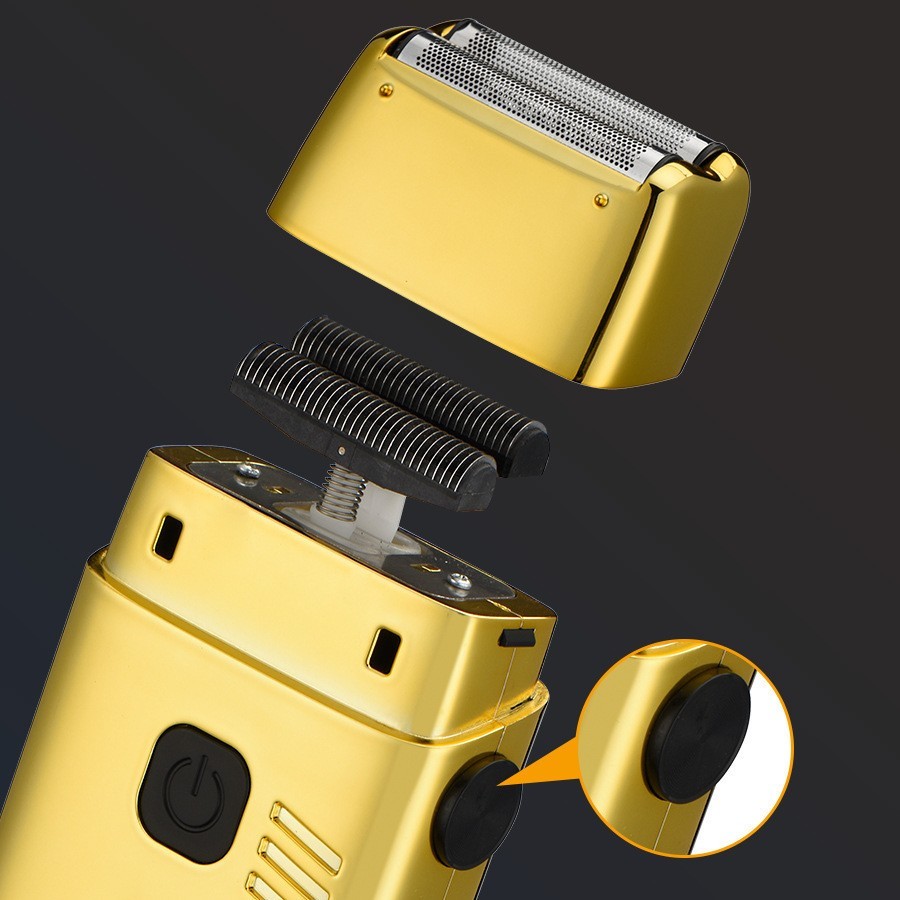 往复式电动剃须刀复古双头4D推白光头机 厂家USB充电男士剃须刀图4