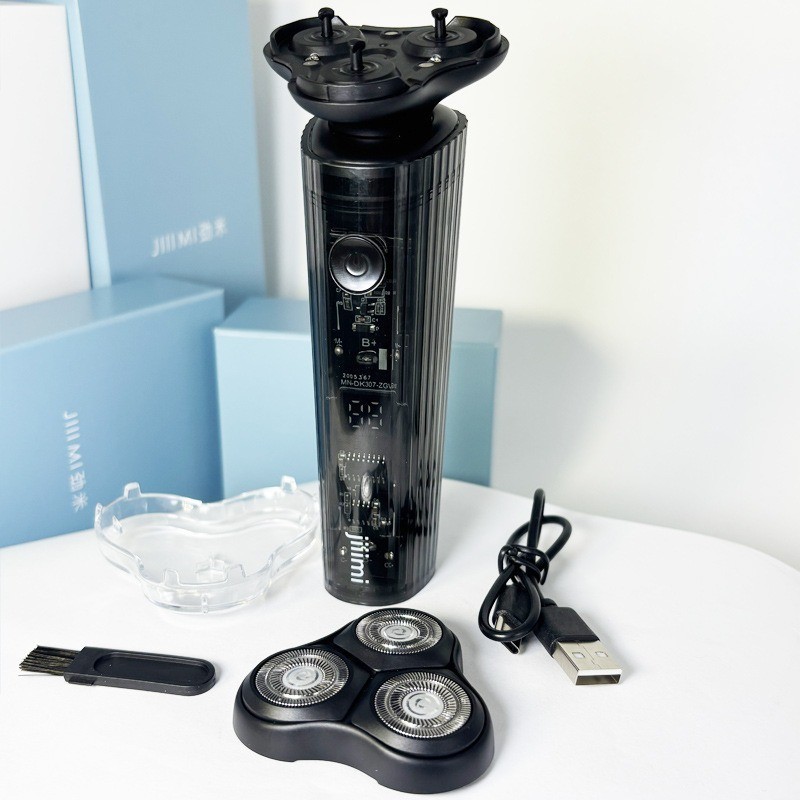 电动剃须刀磁吸浮动三刀头水洗剃胡须刀长续航307刮胡刀干湿剃图3