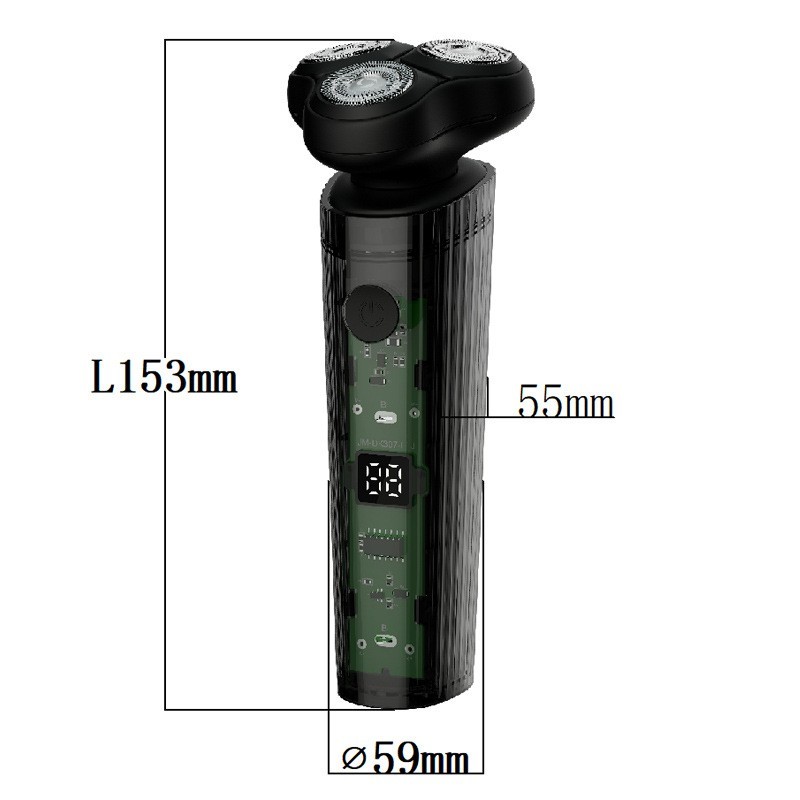 电动剃须刀磁吸浮动三刀头水洗剃胡须刀长续航307刮胡刀干湿剃图2