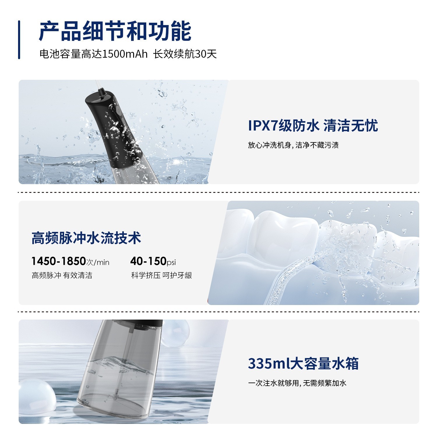 工厂OEM冲牙器电动便携冲牙器水牙线洗牙冲洗器贴牌洗牙器ODM定制图3