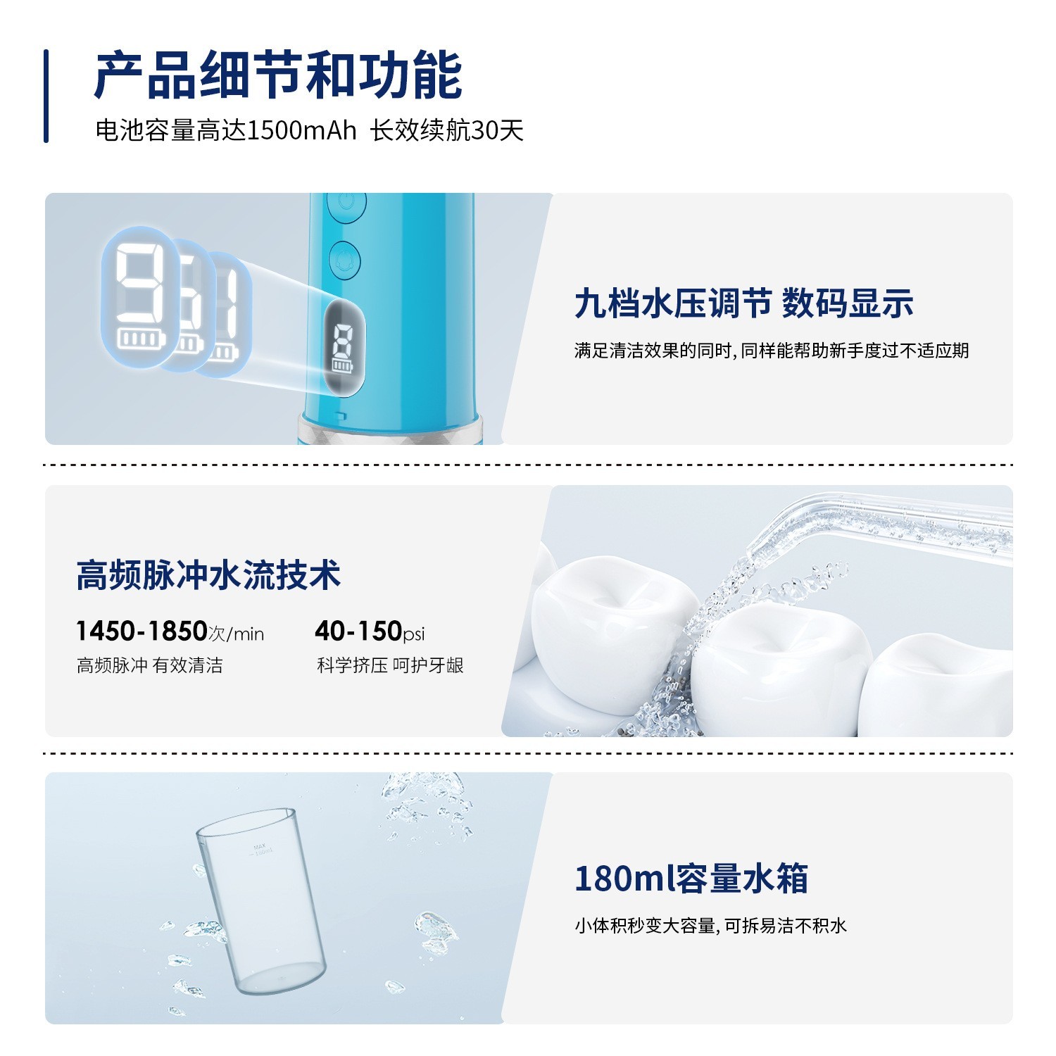OEM ODM 跨境电动冲牙器家用便携水牙线清洁口腔冲洗器洗牙器定制图3