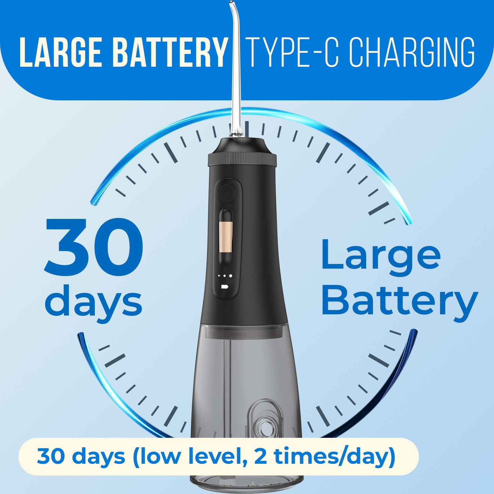 UV杀菌款手持冲牙器洗牙器300ML容量活塞泵水牙线杀菌便携款图2