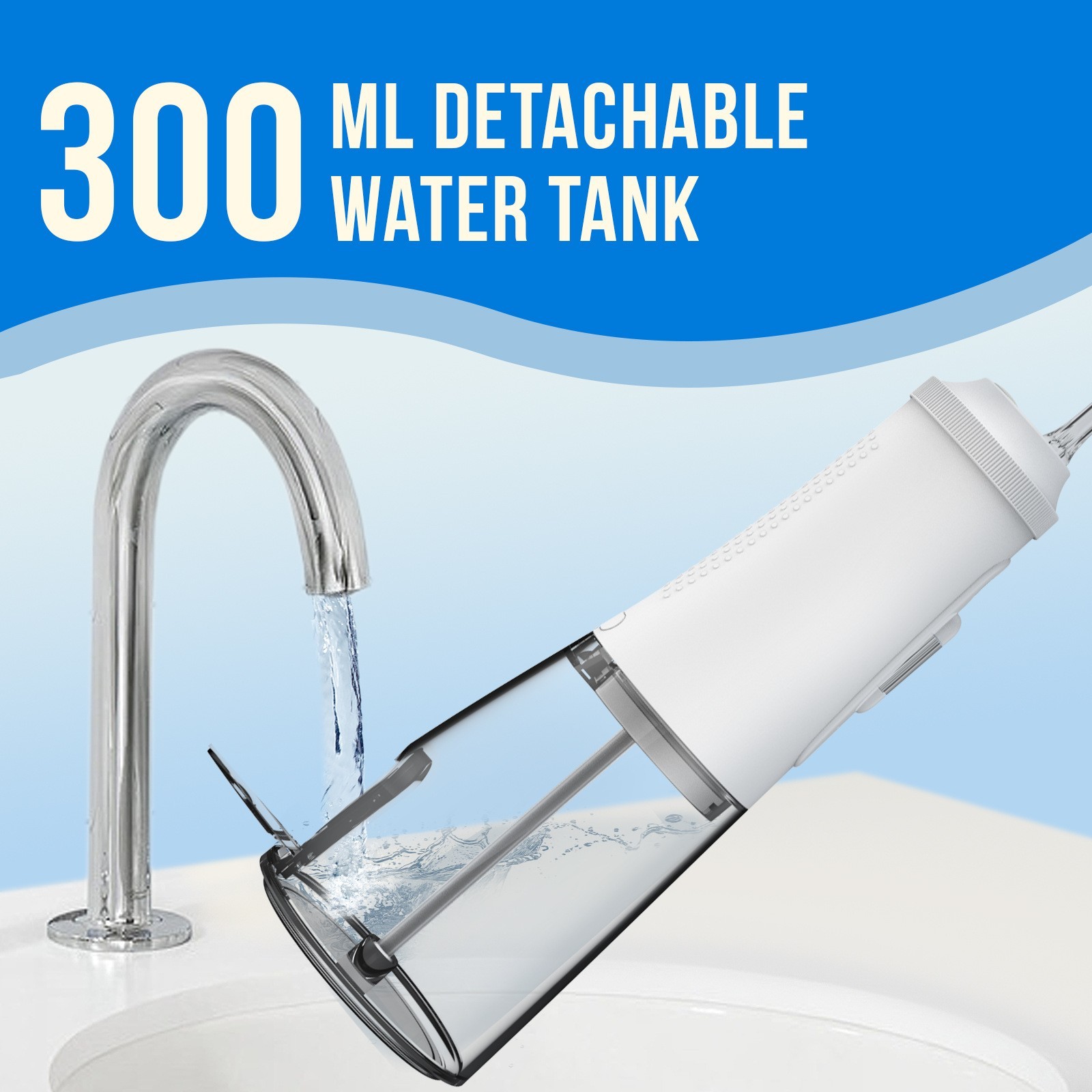 UV杀菌款手持冲牙器洗牙器300ML容量活塞泵水牙线杀菌便携款图4