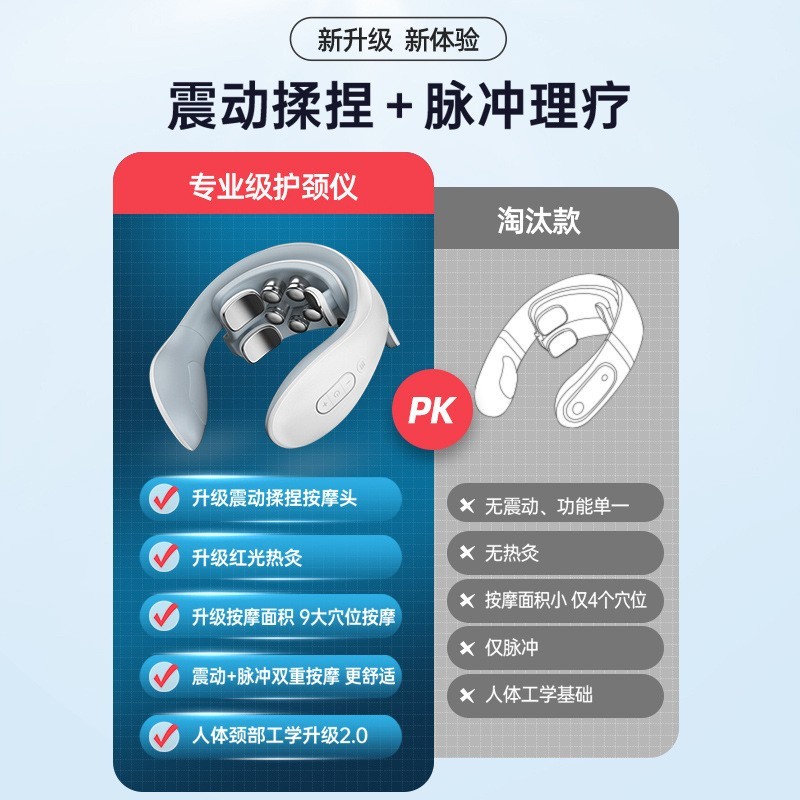 颈椎按摩仪脉冲热敷便携挂脖护颈仪理疗揉捏按摩神器图2