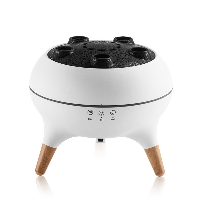 跨境火焰吐雾圈香薰加湿器 水母动感彩灯木纹精油多孔扩香薰机图5