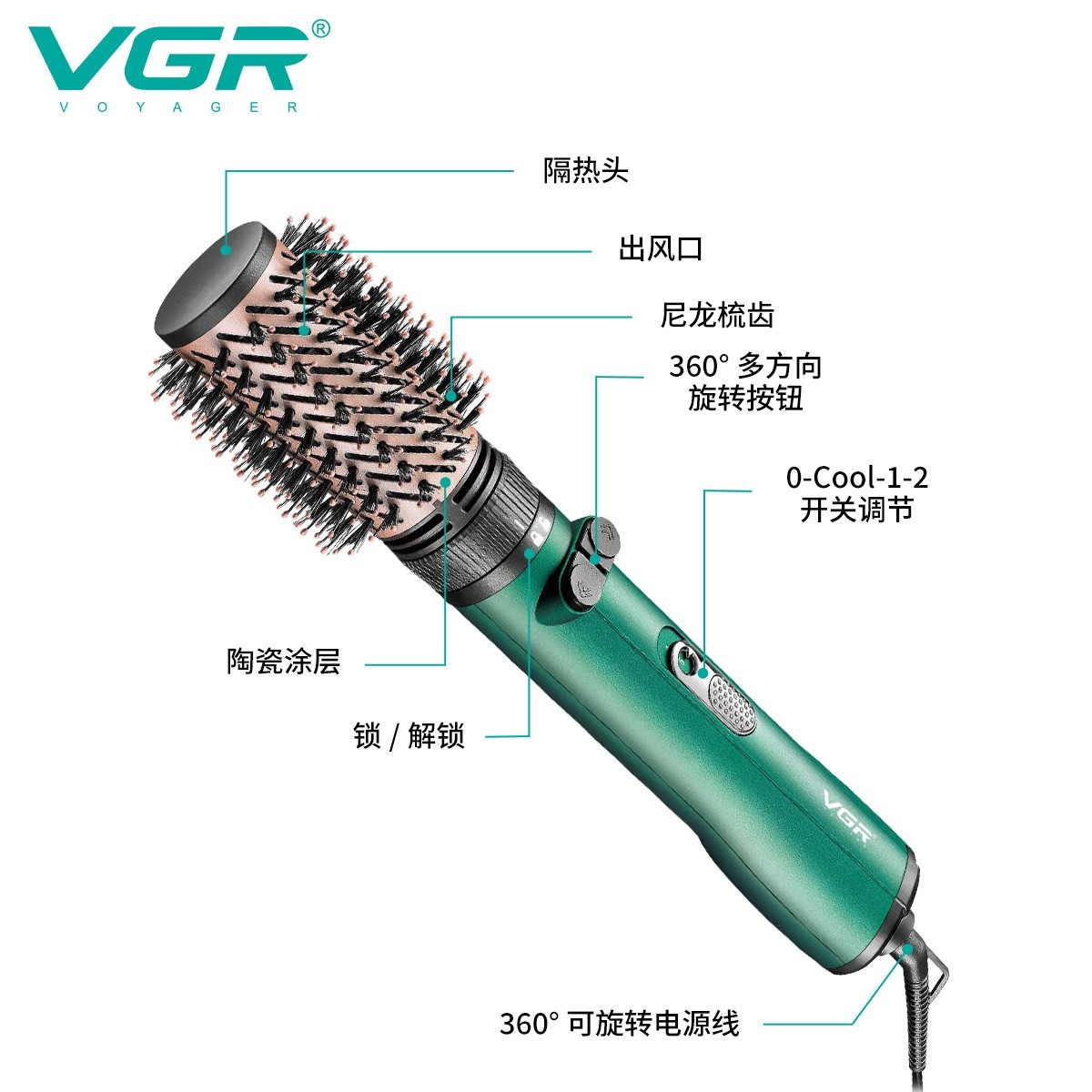 大波浪电动卷发器理发店发廊家用造型蓬松热风梳图4