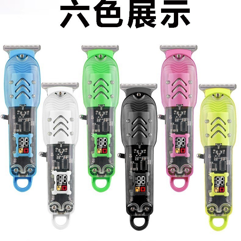 新款跨境电动理发器油头理发推子透明LCD电推子USB专业电推剪发廊图2