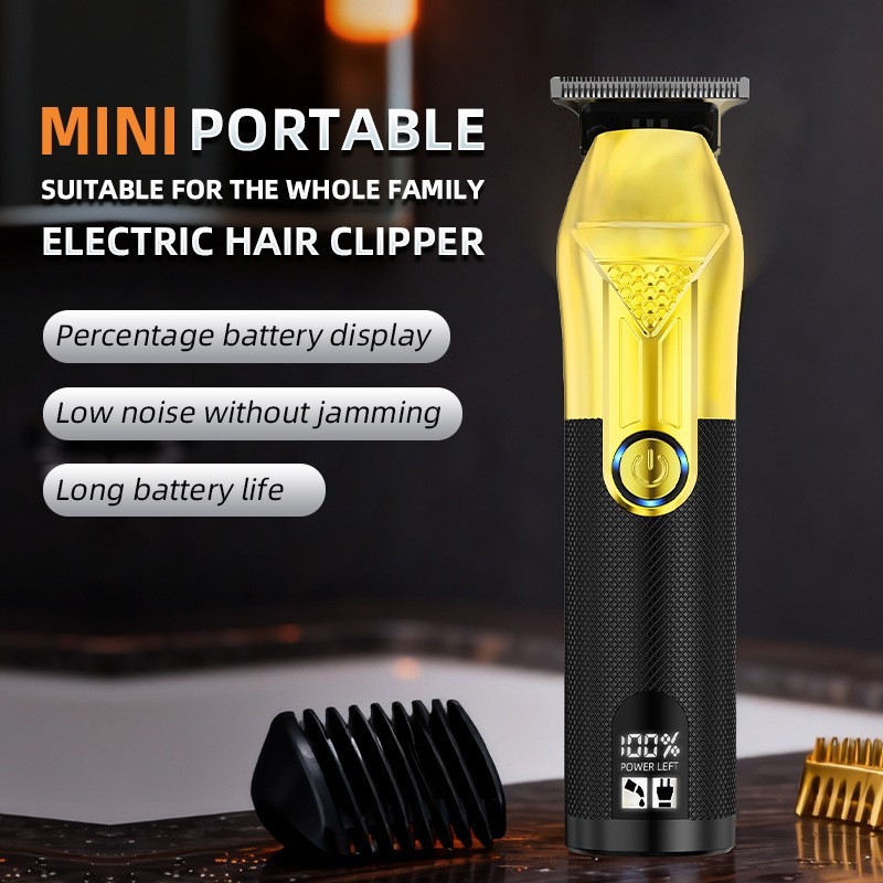 超长续航液晶电量显示金属油头电动理发器电推剪理发推子图4