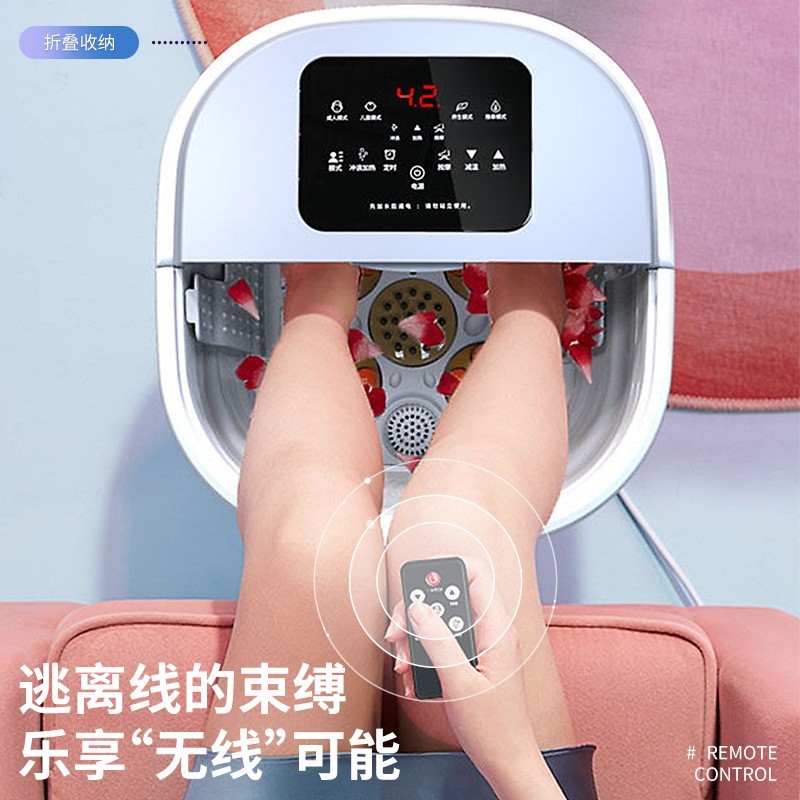 跨境折叠泡脚桶电动加热洗脚桶全自动按摩恒温足浴盆足浴电器礼品图2