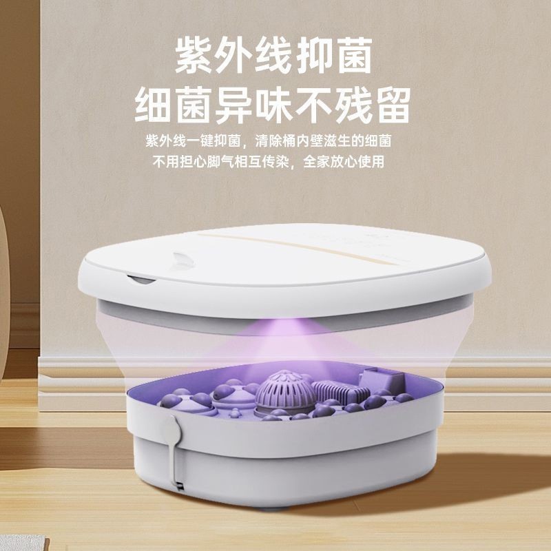 定制折叠足浴盆泡脚桶气泡冲浪家用按摩洗脚盆加热电动恒温图2