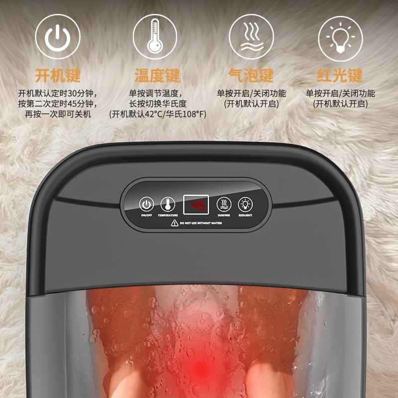 跨境足浴盆全自动泡脚桶冬季家用电动恒温加热脚底按摩电器泡脚盆图3
