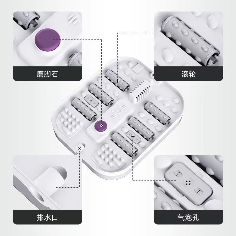 认证CB跨境定时自动加热恒温触摸屏气泡插电折叠足浴盆图4