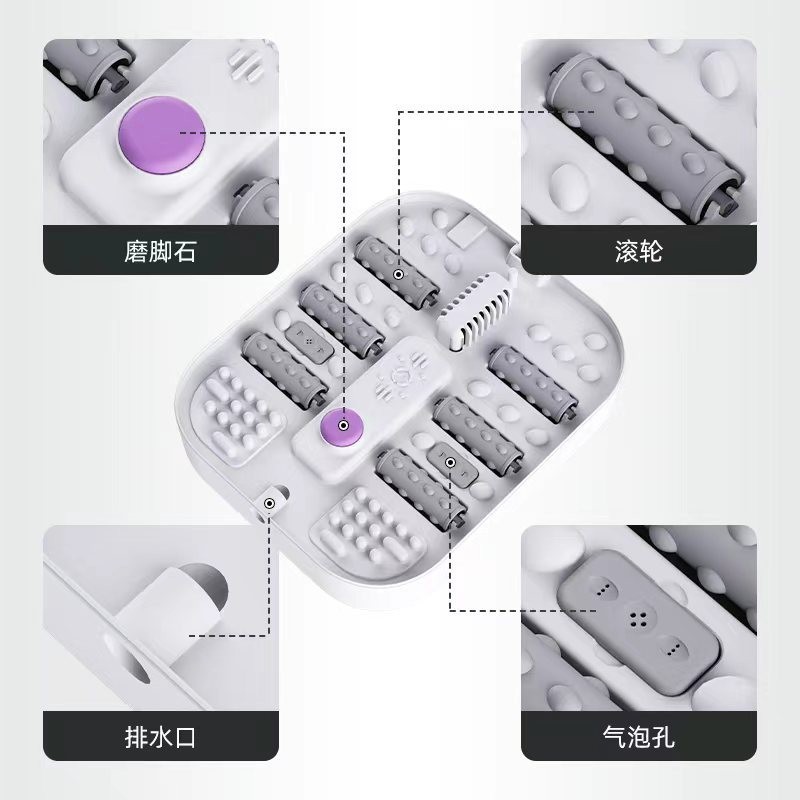 认证CB跨境定时自动加热恒温触摸屏气泡插电折叠足浴盆图4