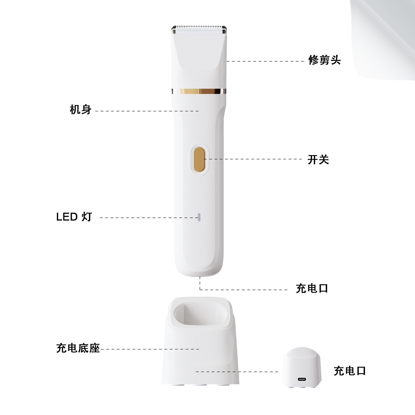 跨境新款剃毛器套装五合一USB充电电动脱毛器腿毛腋毛体毛修剪器图3
