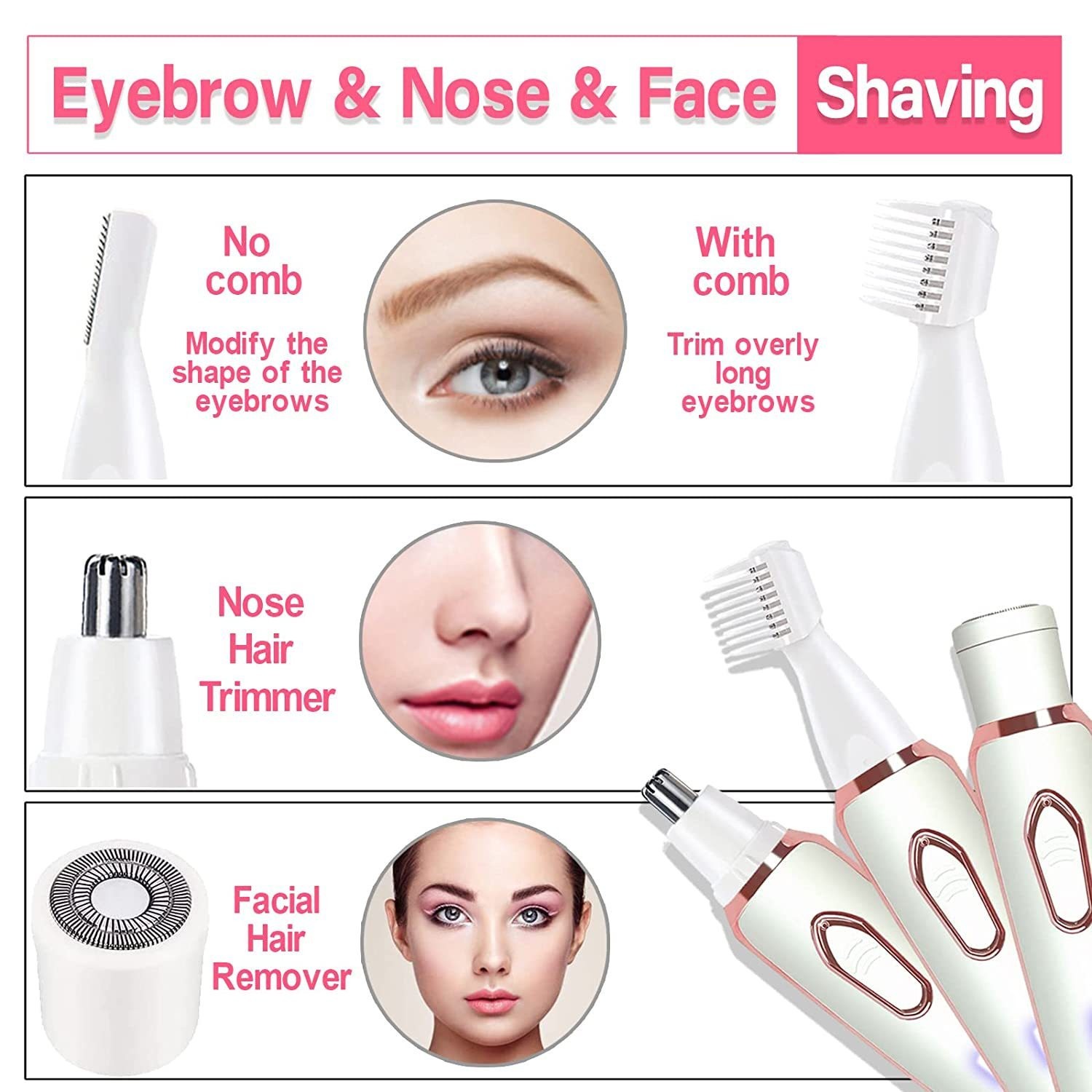 新款四合一女士剃毛器USB充电电动剃毛刀腿毛腋毛脱毛器私处阴毛图2