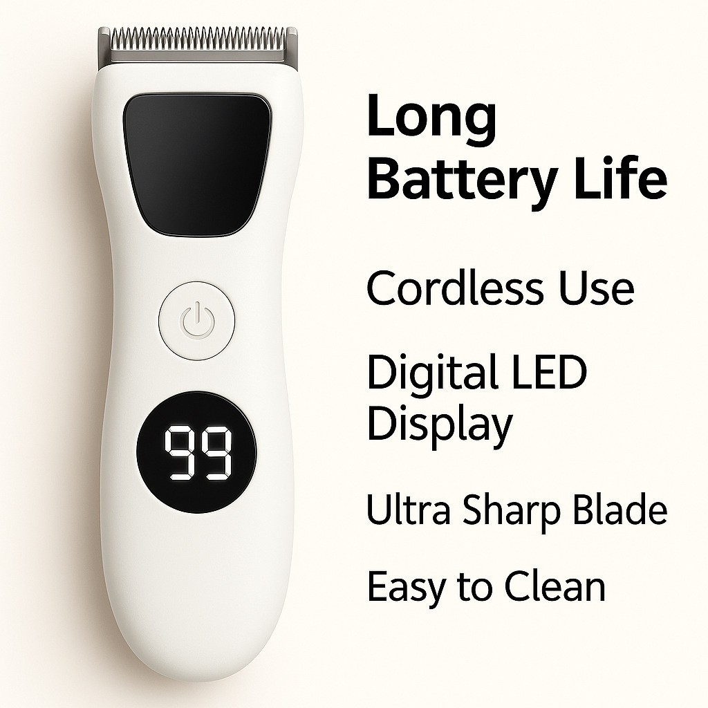 跨境新品电动剃毛器带镜子私处剃阴器女士防水电动刮毛刀数显款图3