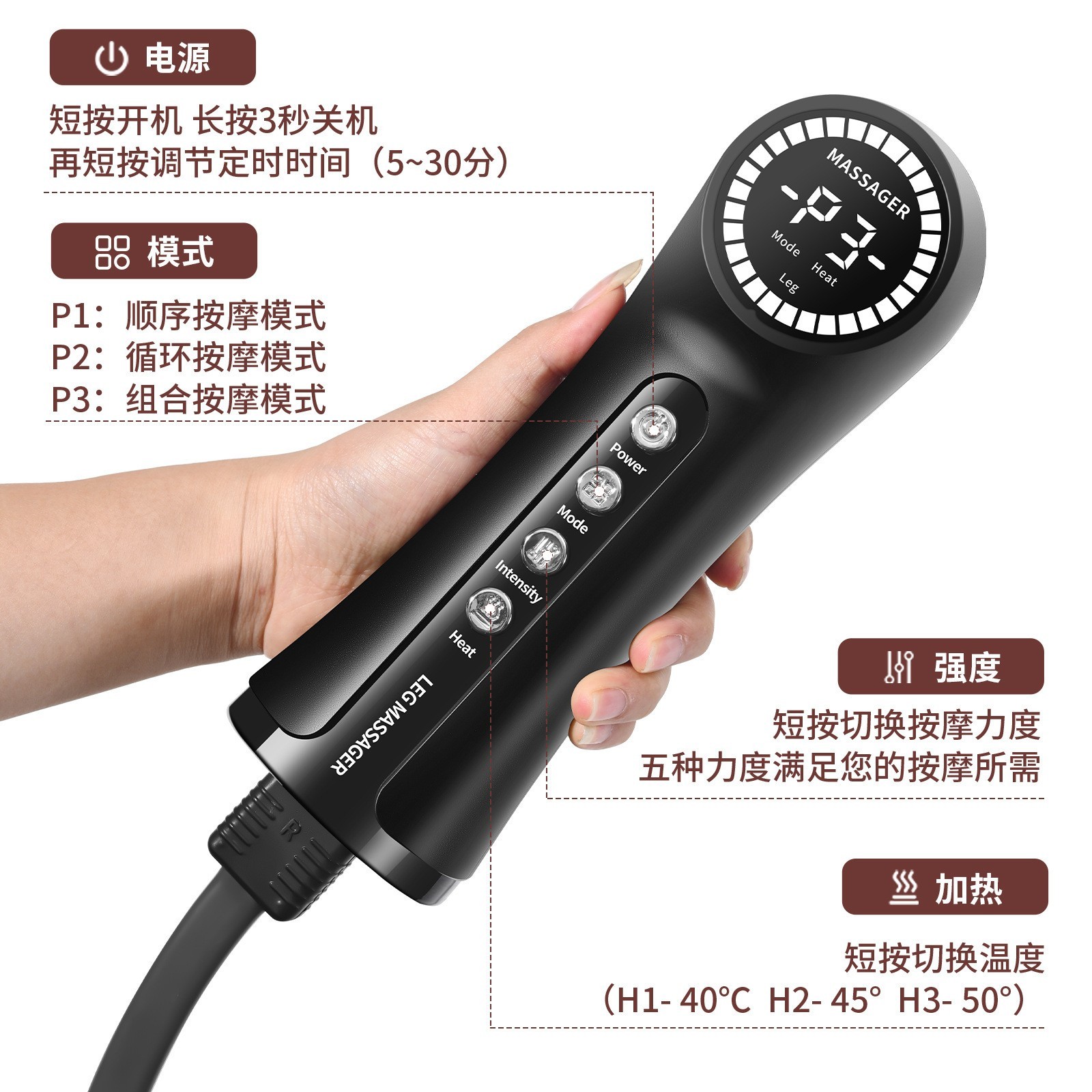 腿部放松按摩器膝盖小腿大腿足疗脚部气囊空气波按摩仪气压美腿仪图3