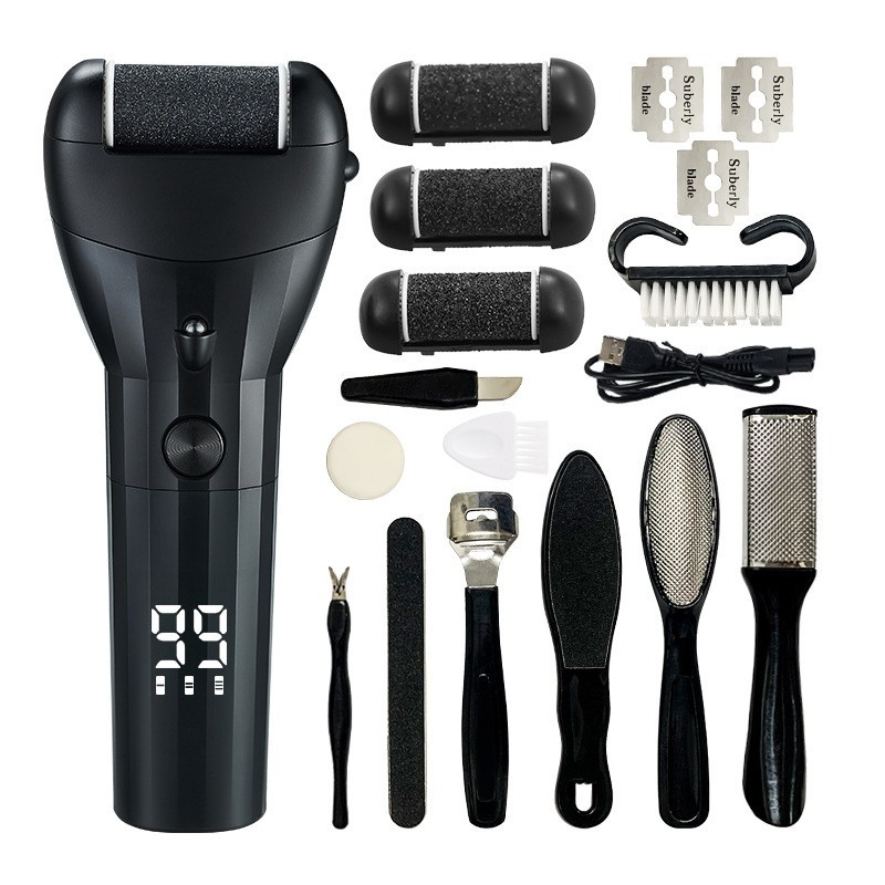 新款电动磨脚器去死皮老茧修脚器全身水洗充电式数显带灯磨皮机图2