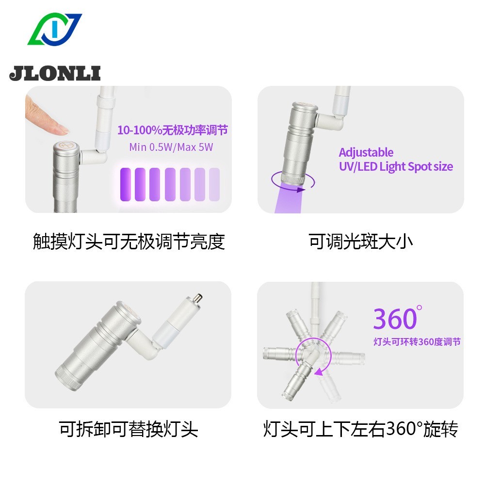 美睫师专用假睫毛嫁接延长uv胶速干LED紫光灯脚踩开关5W10W夹子灯图2