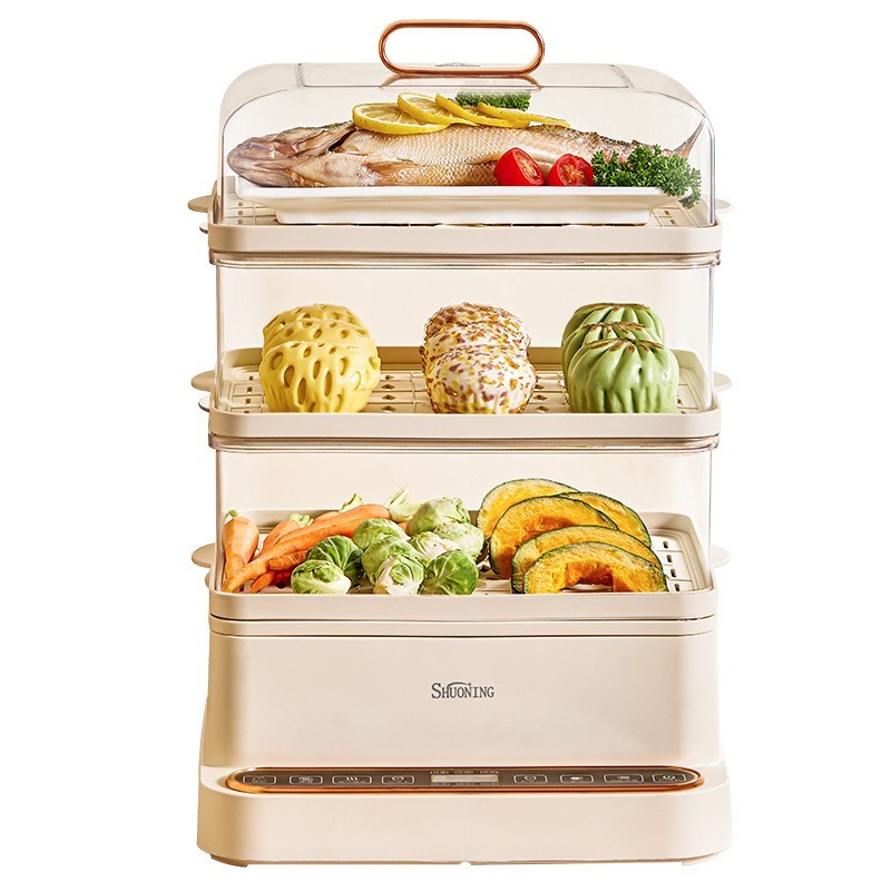 蒸汽锅家用多功能电蒸笼三层电蒸锅自动断电智能快速蒸煮图5