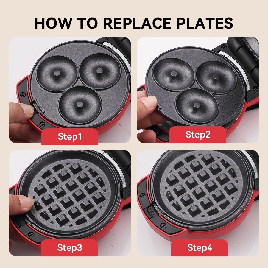 三合一早餐机家用华夫饼机迷你烘焙面包机甜甜圈机多功能三明治机图2