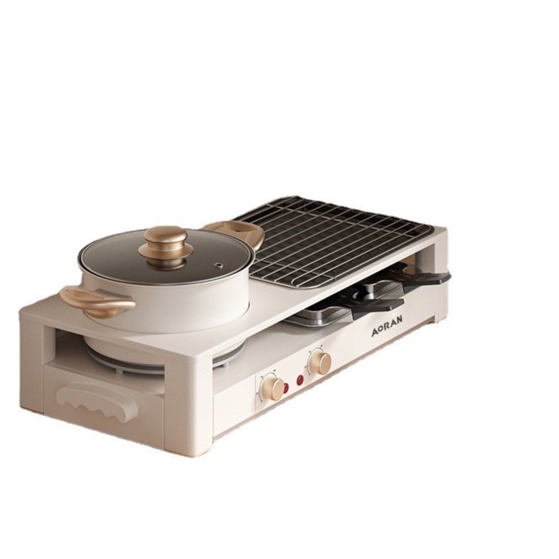 家用韩式火锅烧烤一体锅多功能烤肉机室内电烤盘涮烤无烟烤盘图5