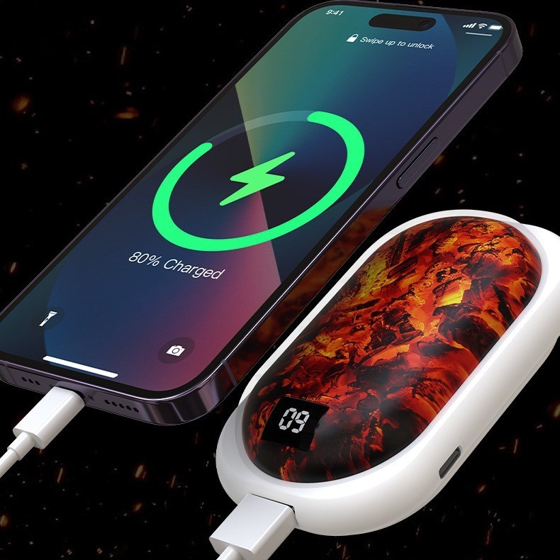 新款跨境炭火暖手宝快速发热充电宝暖手宝二合一数显源头工厂图3