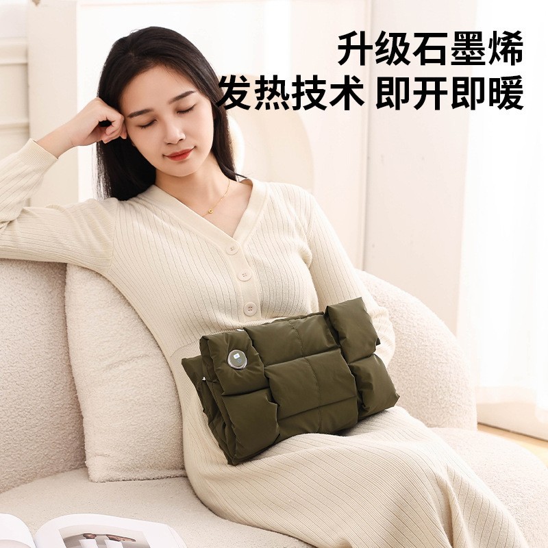 跨境品牌智能羽绒暖手宝USB无水低压防爆石墨烯暖手袋 暖腰暖背加图2