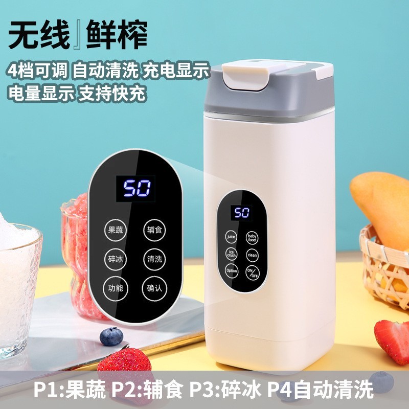 跨境新款榨汁机家用碎冰榨汁杯USB充电便携果汁机户外随行杯12刀图2