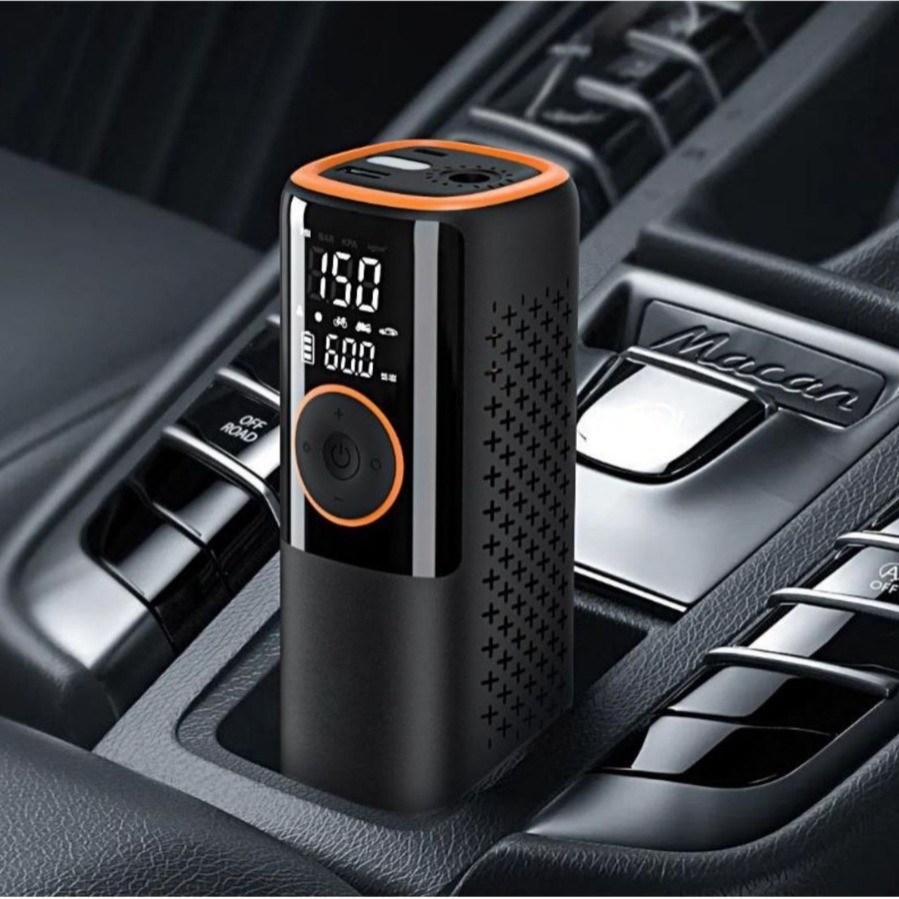 专业定制电子车载便携式汽车打气泵电动手持数显无线汽车电动车充图2