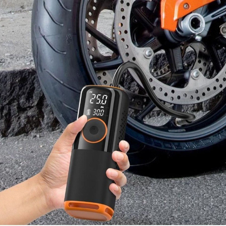 专业定制电子车载便携式汽车打气泵电动手持数显无线汽车电动车充图3