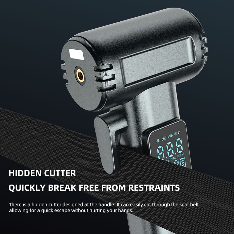 跨境车载充气泵胎压检测汽车打气泵破窗器割刀一体多功能Air pump图4