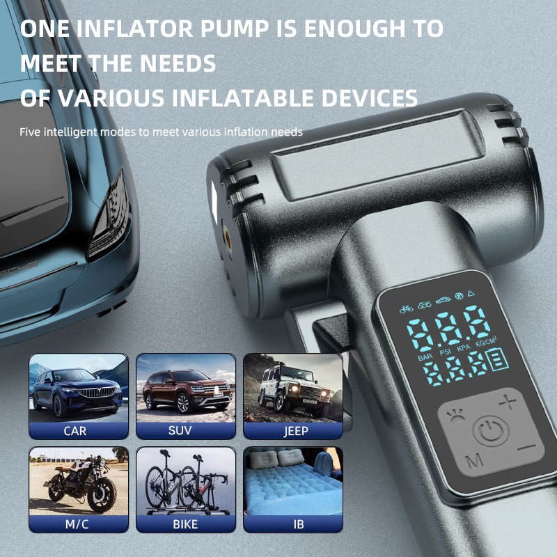 跨境车载充气泵胎压检测汽车打气泵破窗器割刀一体多功能Air pump图2