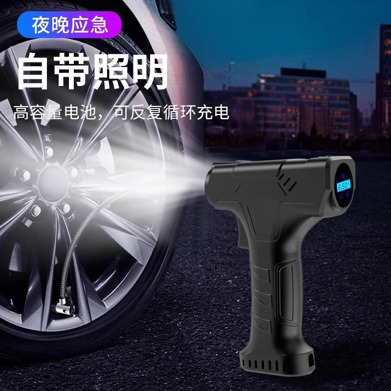 跨境车载充气泵小型便携家用打气筒多功能无线汽车轮胎打气电动泵图2