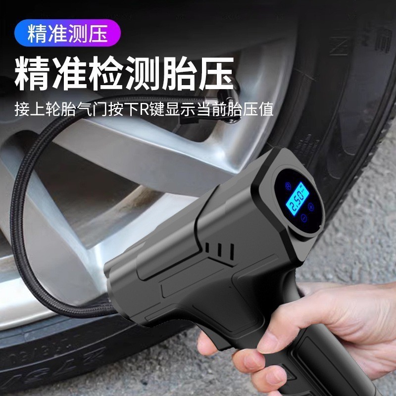 跨境车载充气泵小型便携家用打气筒多功能无线汽车轮胎打气电动泵图4