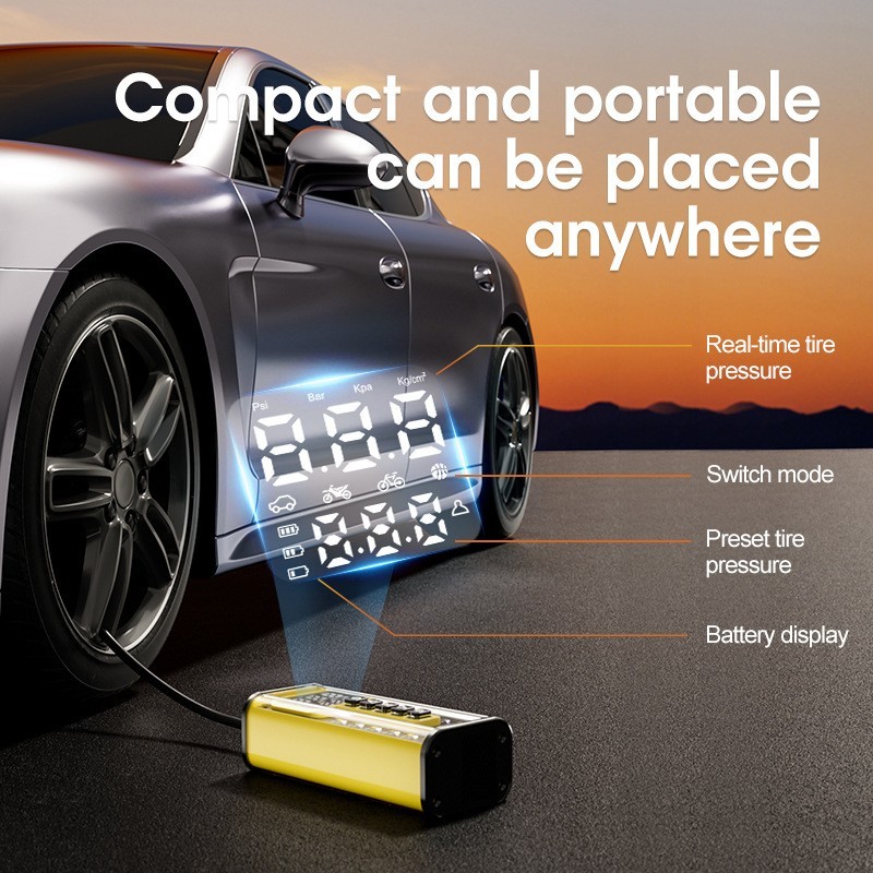 车载充气泵便携数显打气筒通用电动打气泵手持汽车充气泵厂家图4