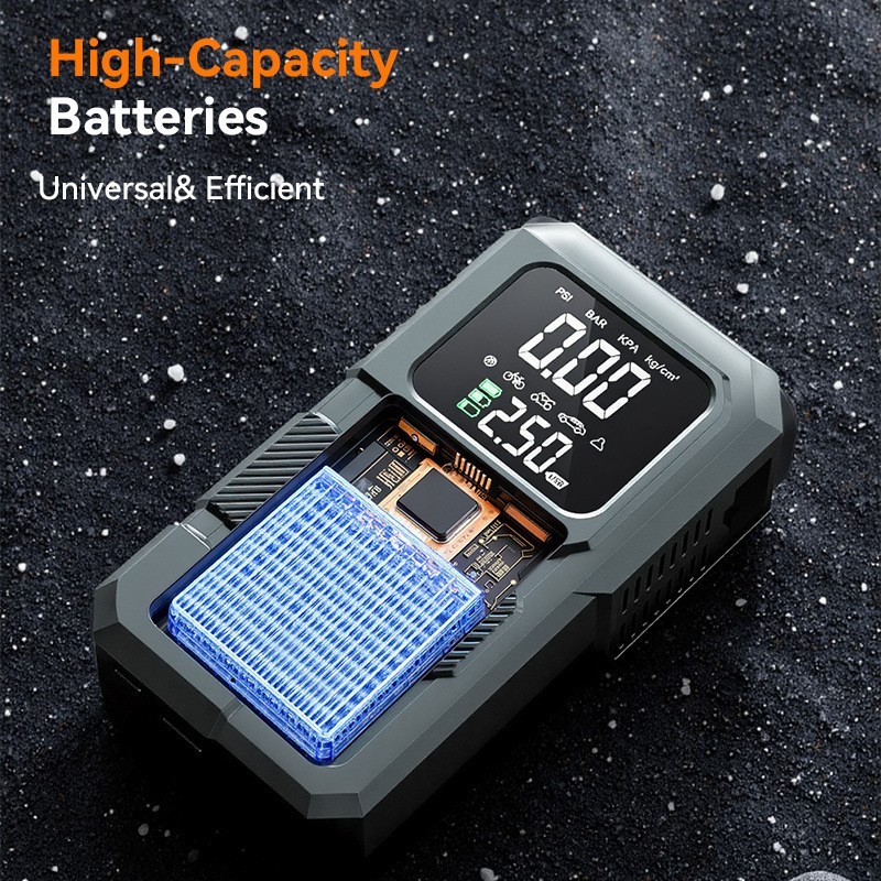 便携式双屏充气泵迷你自行电动轮胎打气筒气泵手持搭电宝充气泵图3