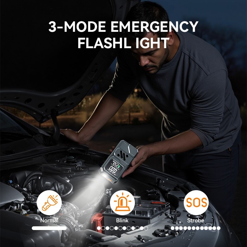 便携式双屏充气泵迷你自行电动轮胎打气筒气泵手持搭电宝充气泵图5