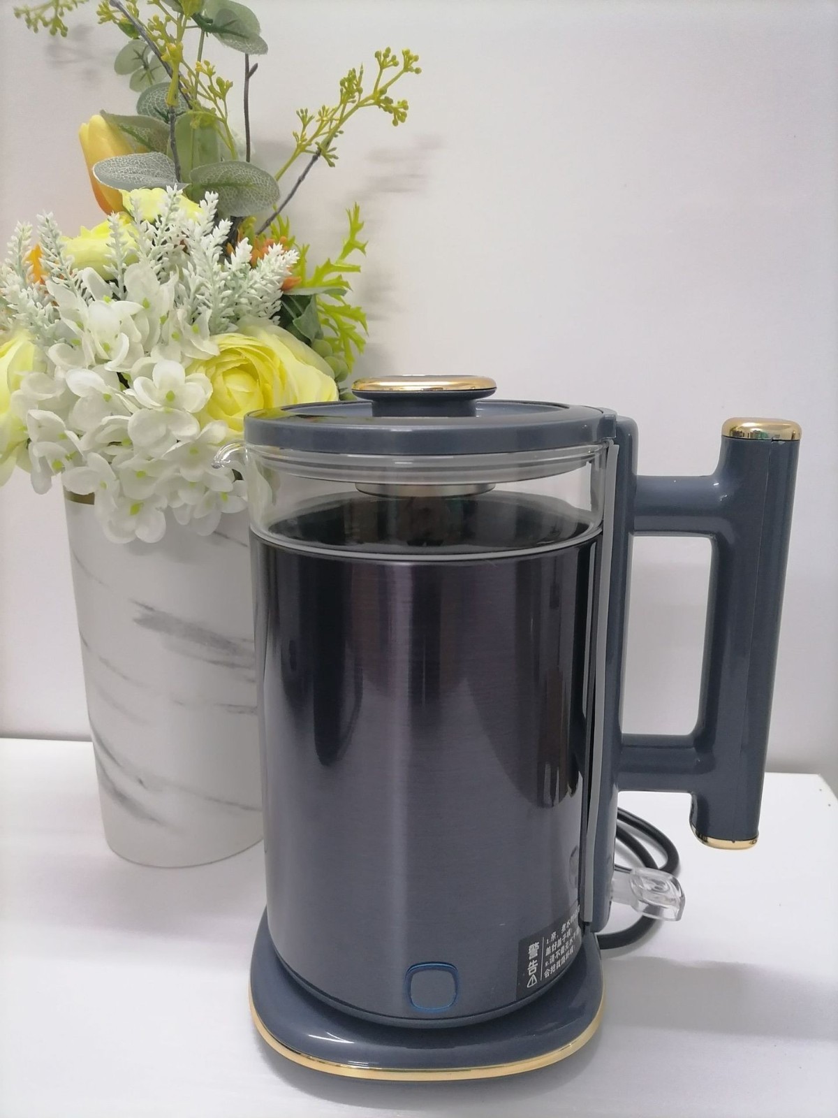 新款可视高硼硅玻璃彩钢电热水壶食品级304不锈钢大容量烧水壶图2