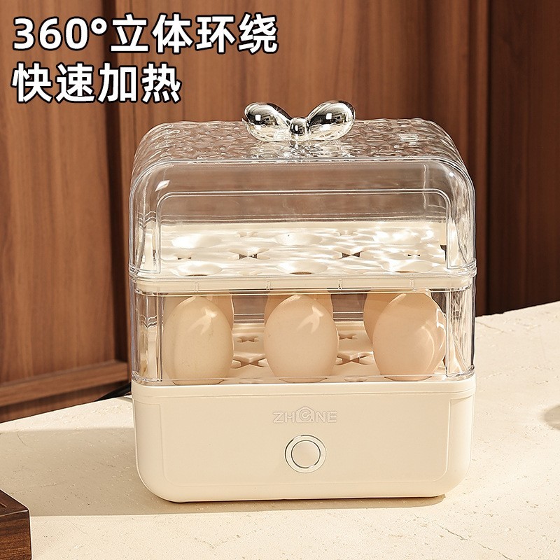 跨境 多功能双层煮蛋神器溏心蛋温泉蛋早餐机家用小型自动蒸蛋器图2