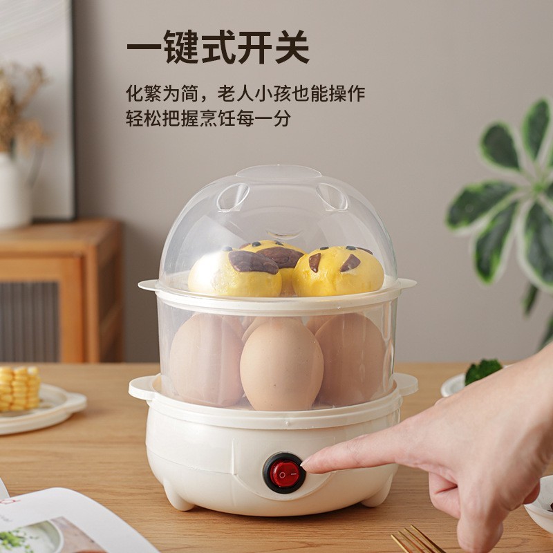 蒸蛋器多功能家用双层早餐机小型防干烧蒸锅自动断电迷你煮蛋锅图2