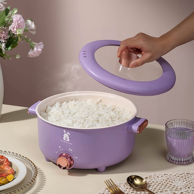 陶瓷柚3.5L电煮锅家用电火锅蒸煮炒菜一体锅大容量电热锅多功能图3