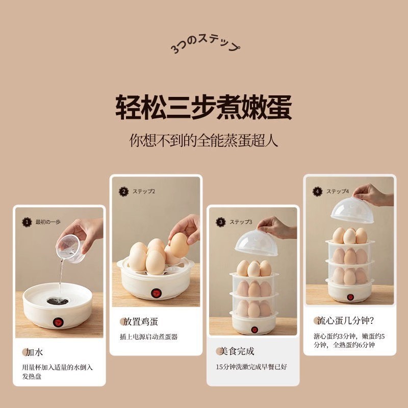 煮蛋器蒸蛋器自动断电小型1人多功能蒸蛋羹鸡蛋羹机煎蛋一人食图2