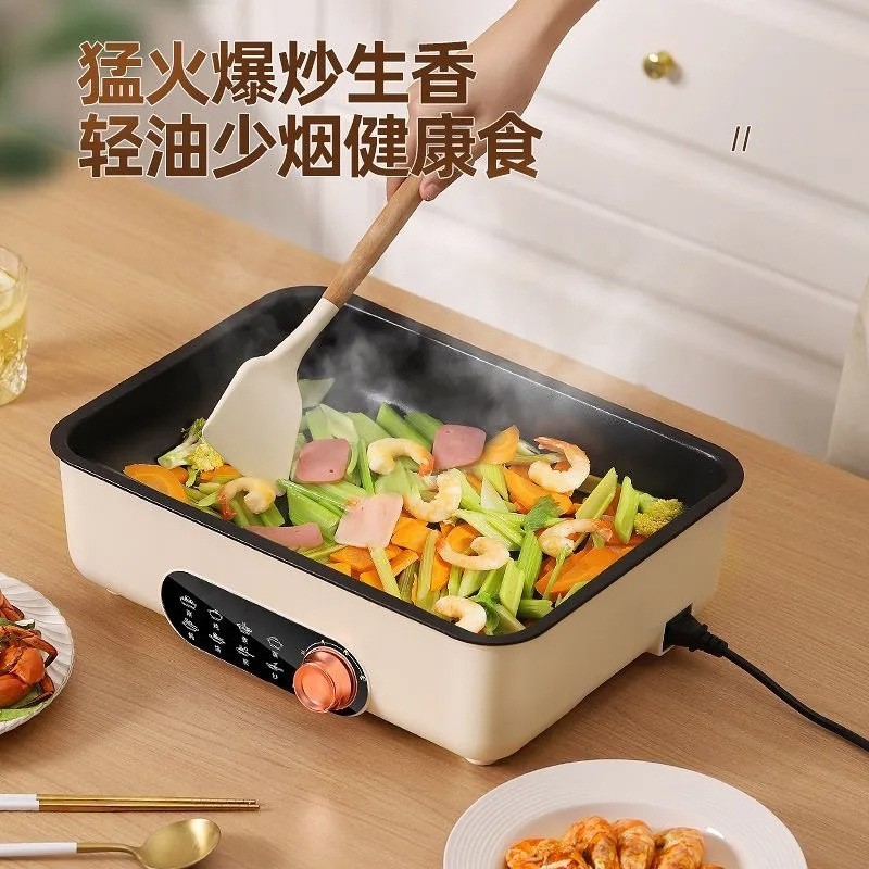 电烤鱼多功能方形大容量料理锅蒸煮炒一体家用厨房电火锅炒菜电锅图2