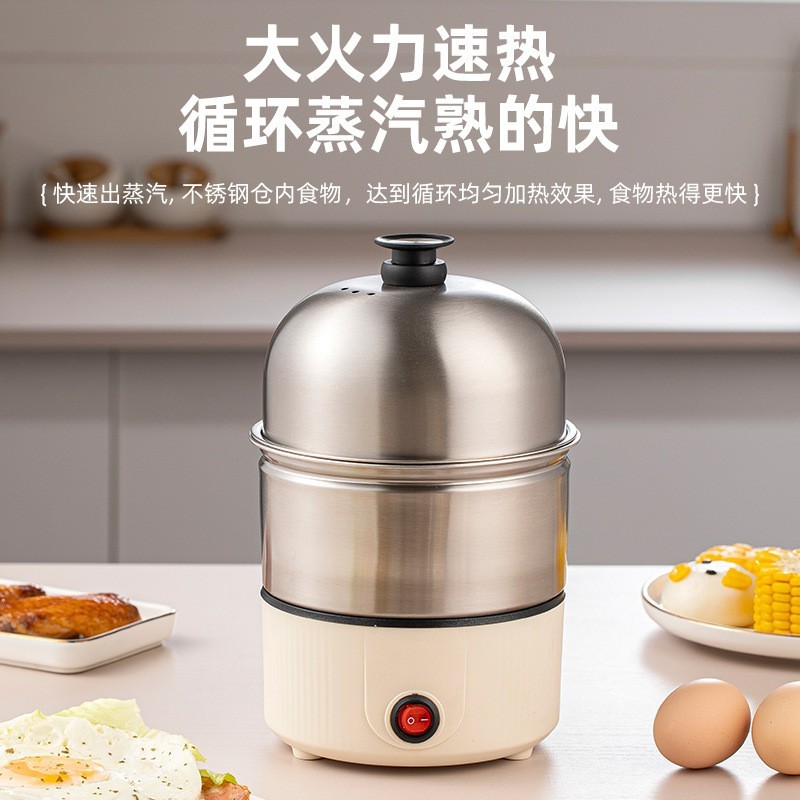 跨境新款蒸蛋器防干烧断电煮蛋器家用学生宿舍可煎可蒸早餐神器图3