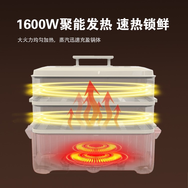 电蒸火锅家用多功能电火锅5L大容量透明三层电蒸锅图4