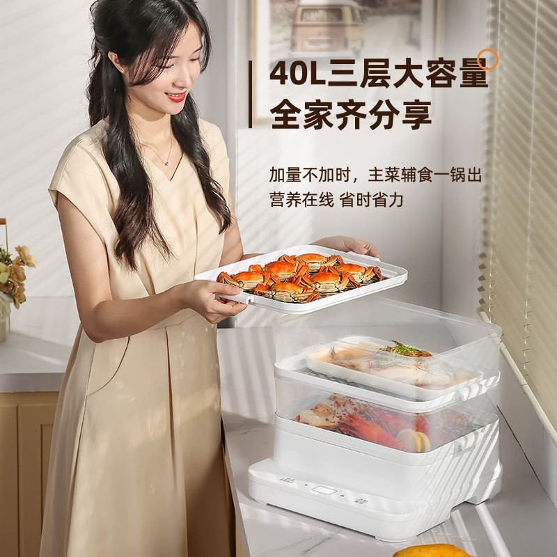 电蒸锅多功能三层早餐机40L全自动保温预约定时蒸锅图2